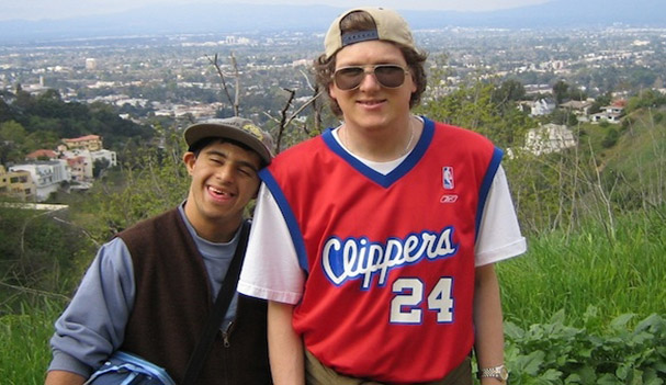 Two men hiking a trail